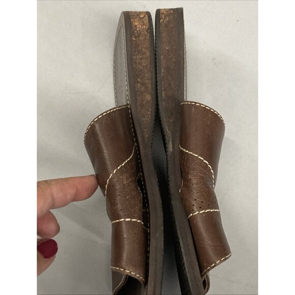 Op Sandals Surf Slip On Leather Slides   Ocean Pacific Brown Mens Sz 8 - Picture 4 of 6